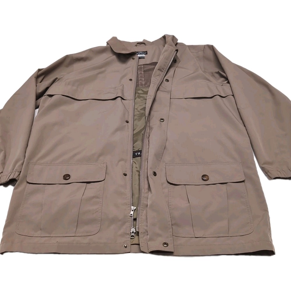 LL Bean Traveler Jacket Mens LT Large Tall Brown Lightweight Field 6 Pocket READ - Picture 4 of 15